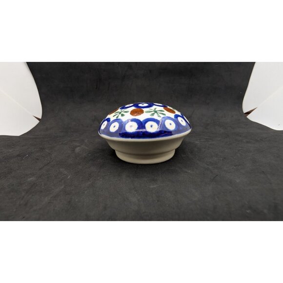Replacememt lid Polish Pottery Boleslawiec Vase Peacock Pattern unmarked - Picture 2 of 9